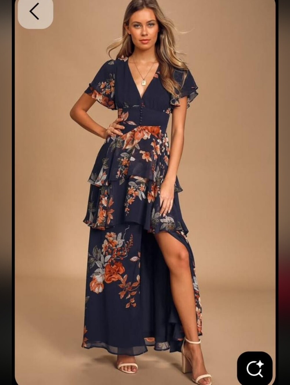 Lulu's Navy Blue  Floral Wrap Maxi Dress NWT